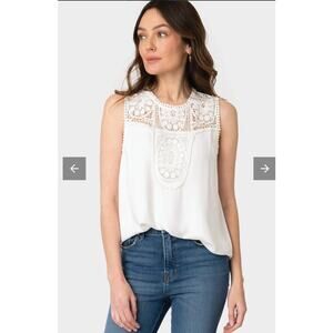 Halogen Gibson Nordstrom Luna Crochet Lace Yoke Layering Blouse Small